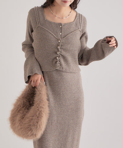 附針織背心連衣裙