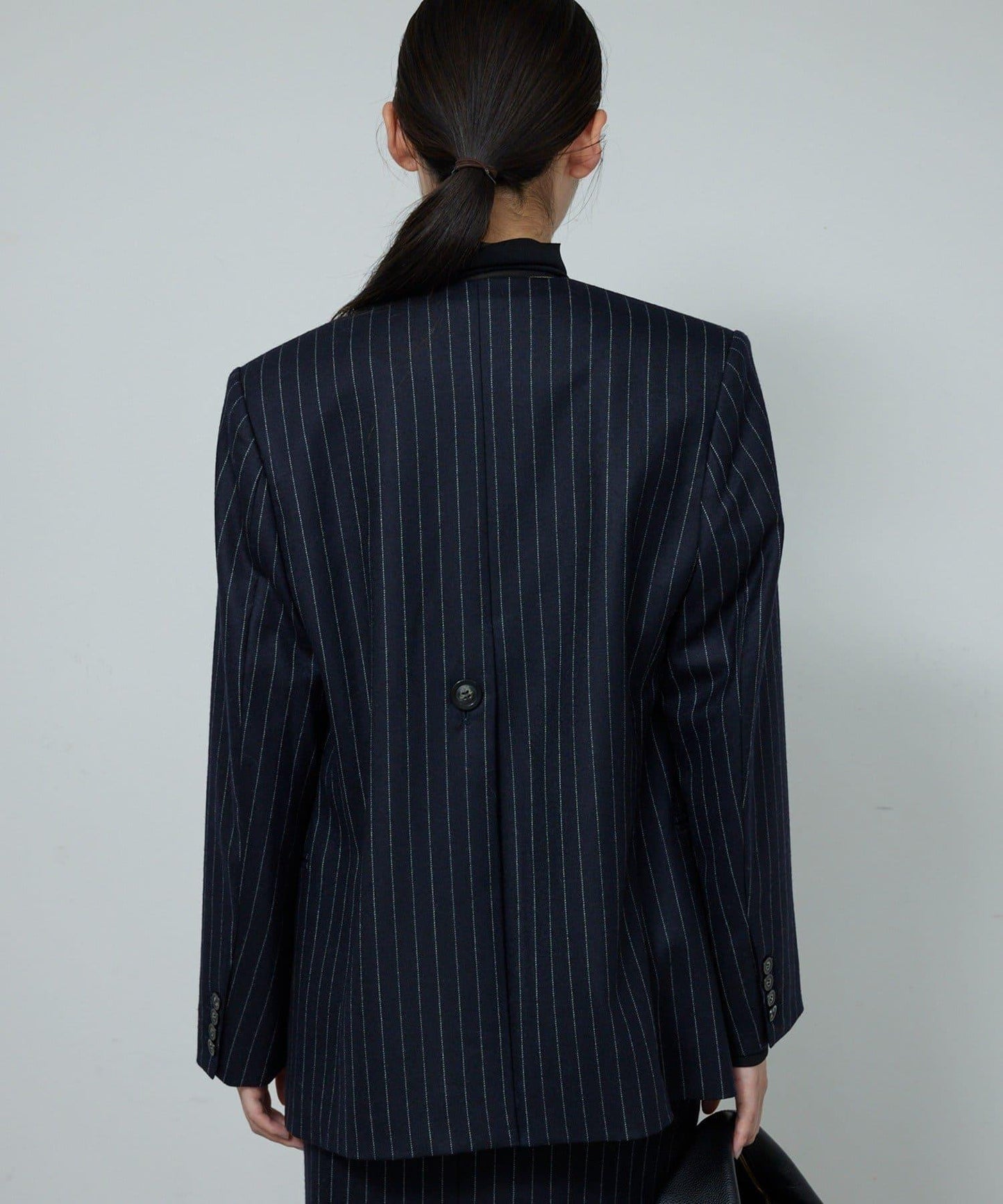 【近期開始】【可搭配套裝】條紋無領夾克