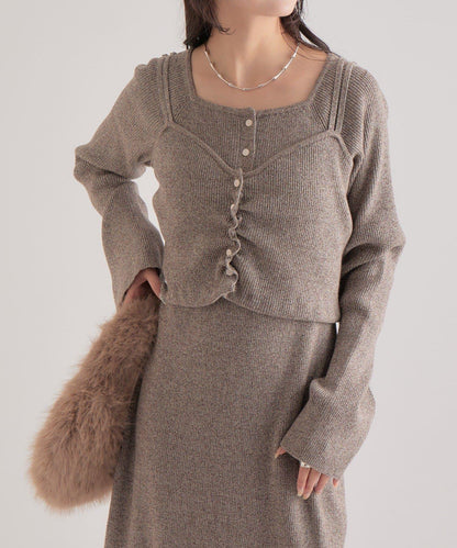 附針織背心連衣裙