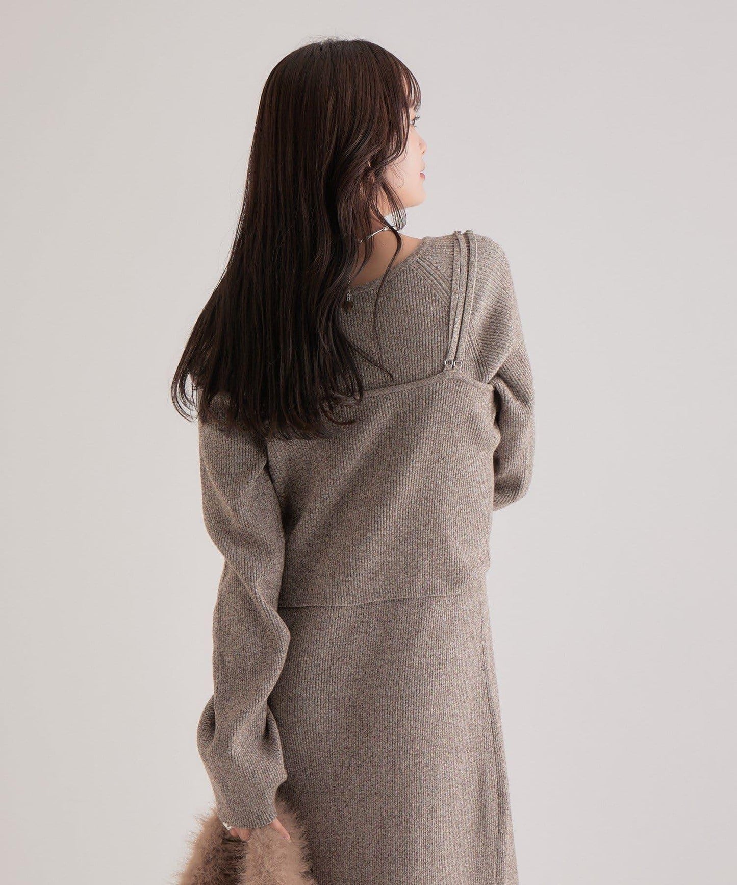 附針織背心連衣裙