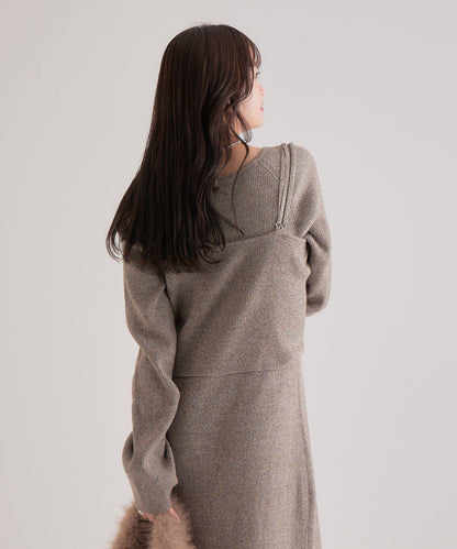 附針織背心連衣裙