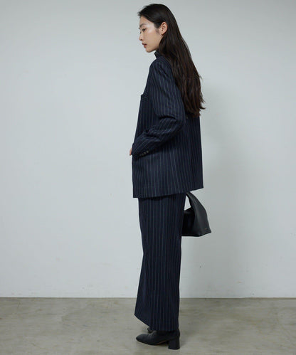 【近期開始】【可搭配套裝】條紋無領夾克
