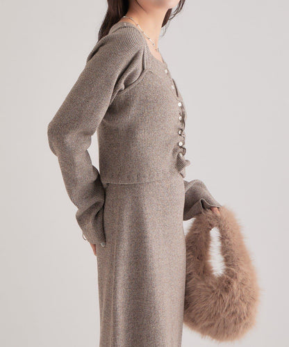 附針織背心連衣裙