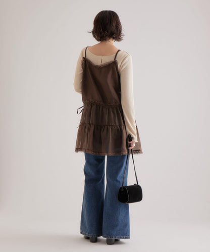 透視蕾絲吊帶長款上衣