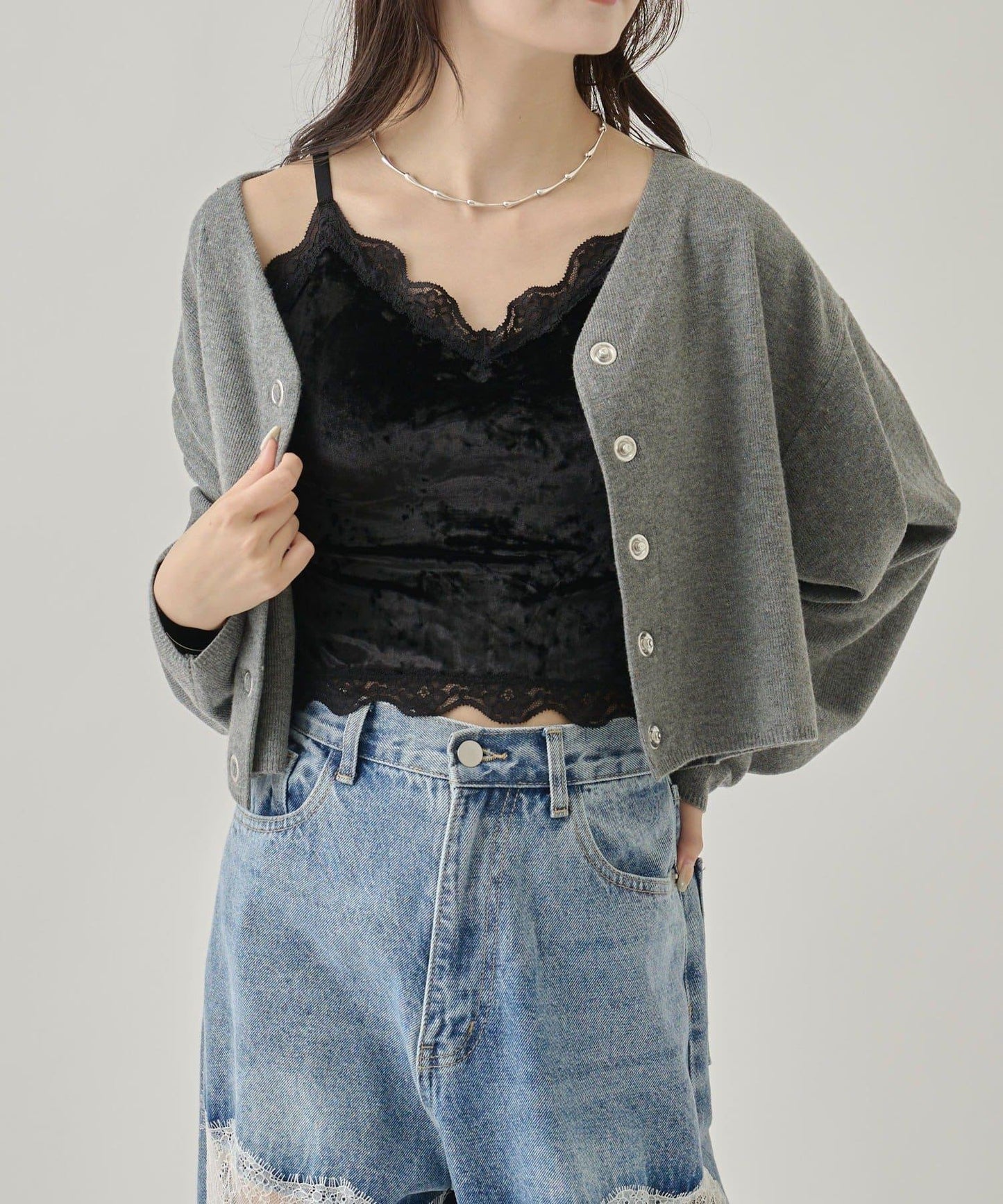 帶胸墊天鵝絨吊帶背心