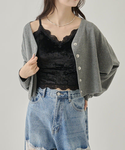 帶胸墊天鵝絨吊帶背心