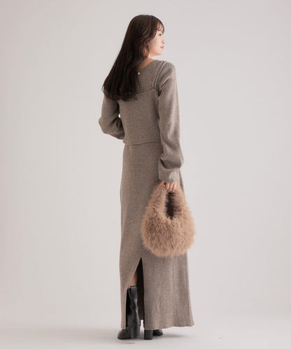 附針織背心連衣裙