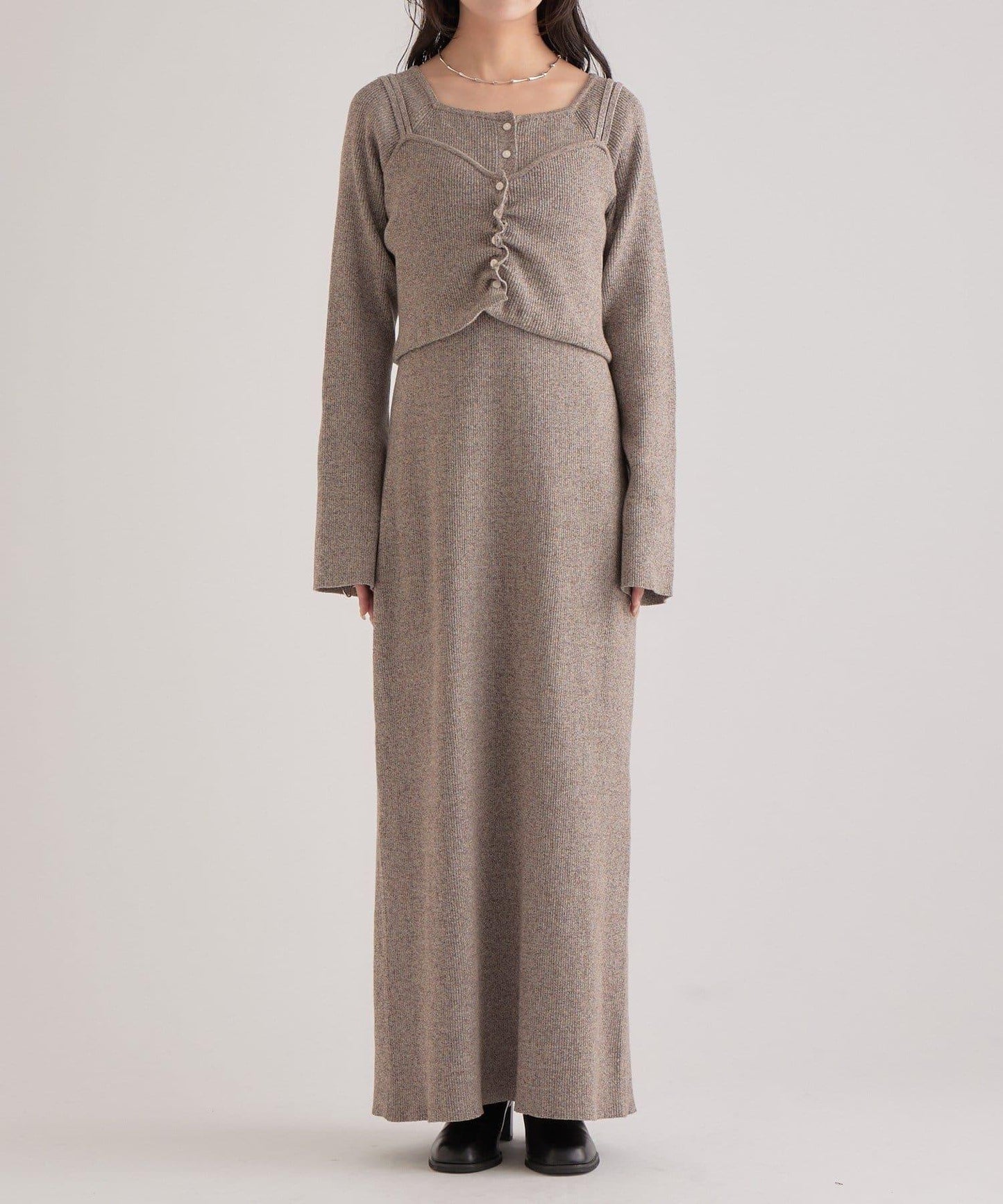 附針織背心連衣裙