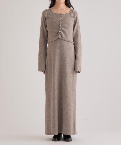 附針織背心連衣裙