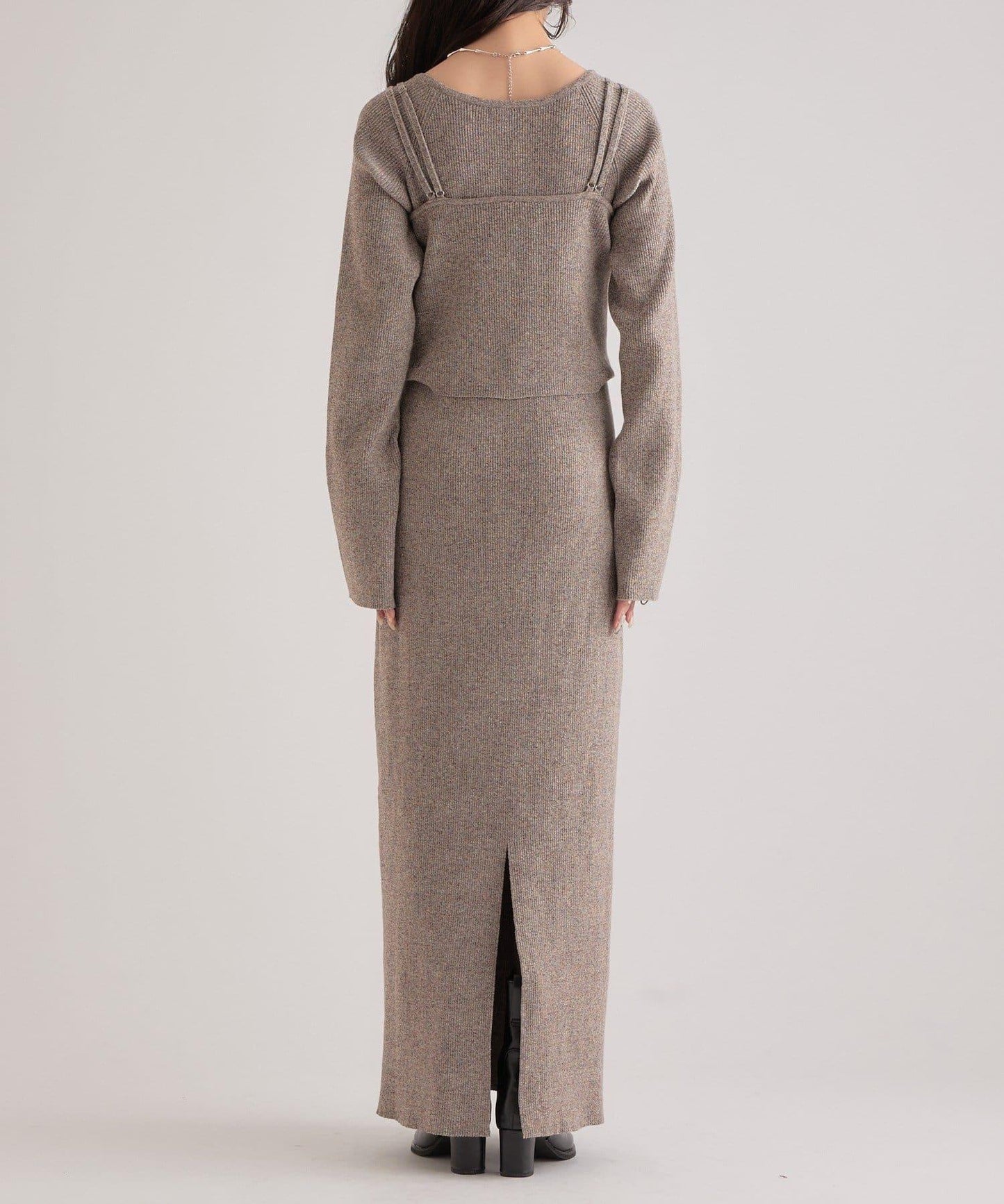 附針織背心連衣裙