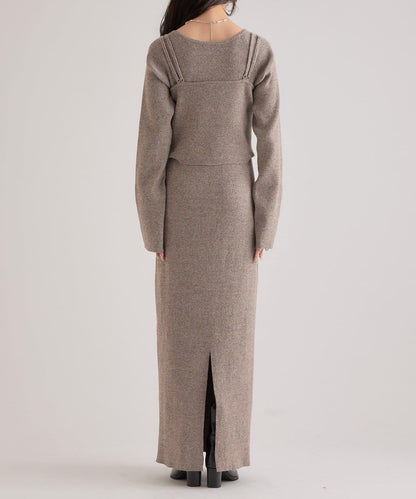 附針織背心連衣裙