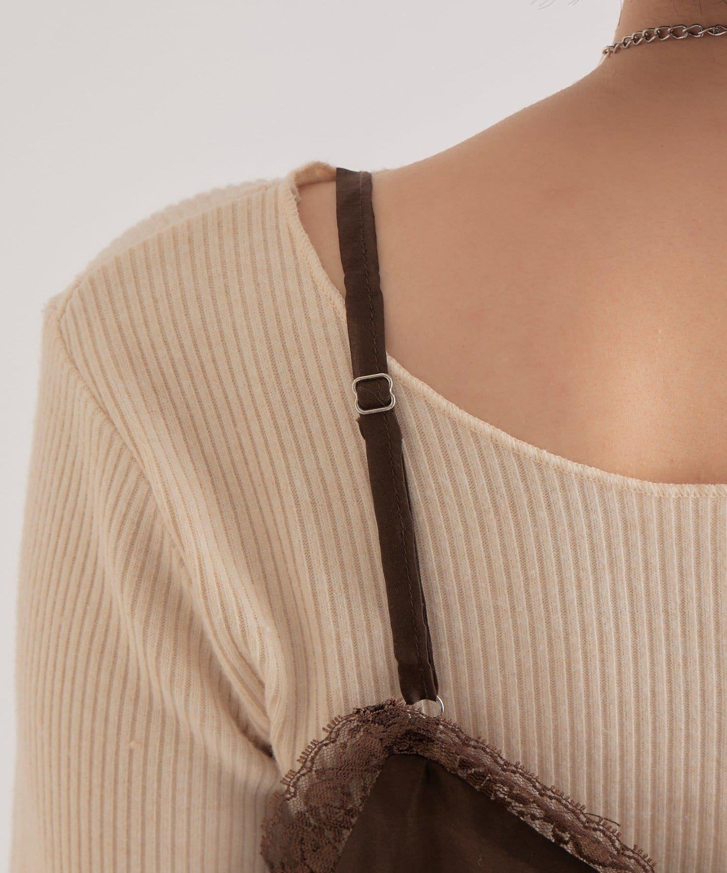 透視蕾絲吊帶長款上衣