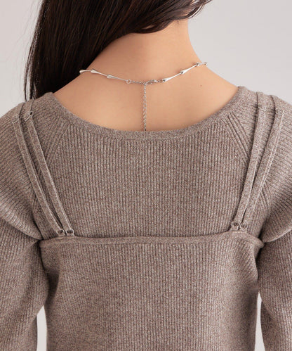 附針織背心連衣裙