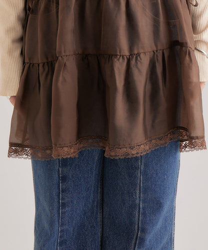 透視蕾絲吊帶長款上衣