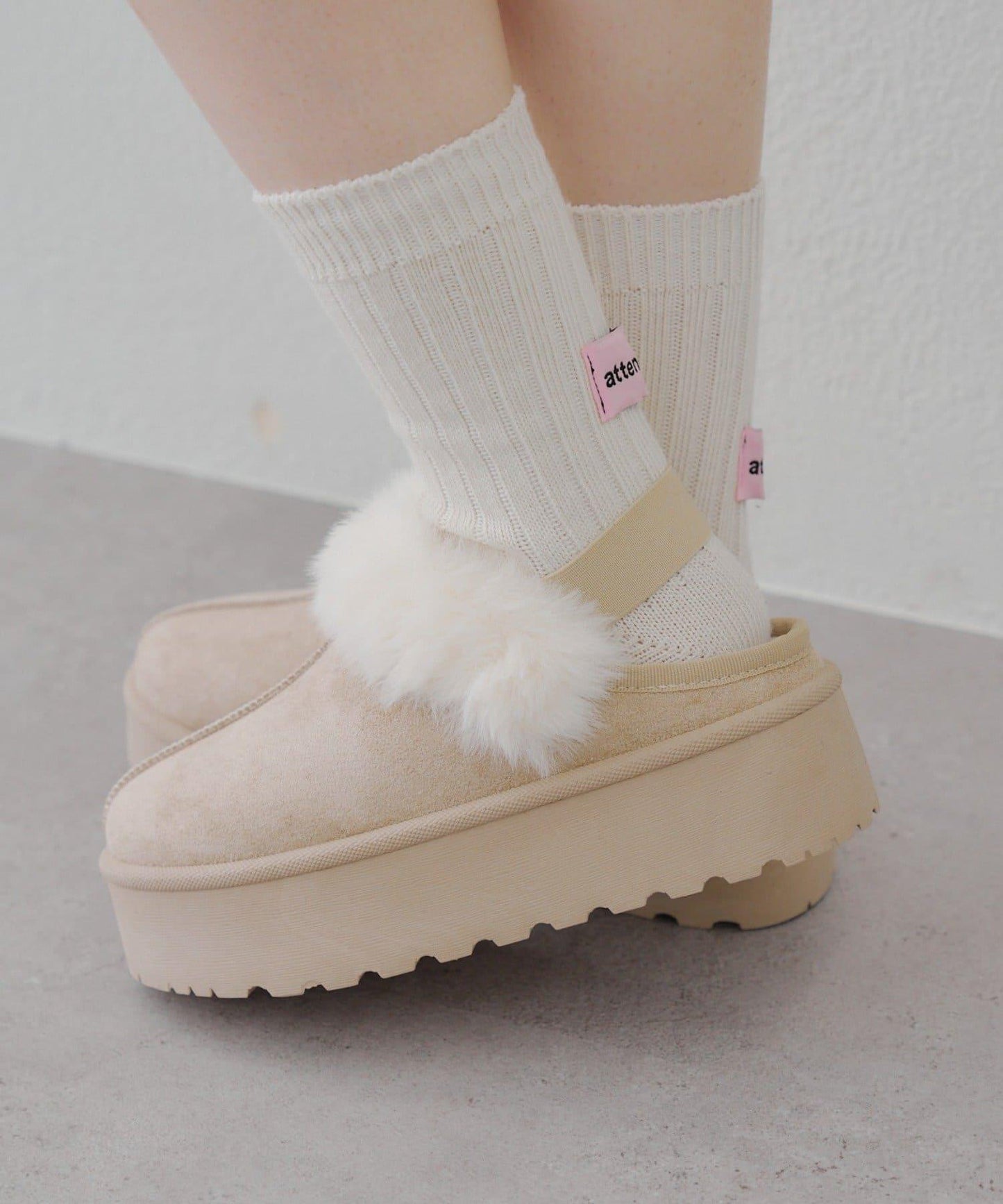 【RMAF】仿麂皮羊羔絨涼拖