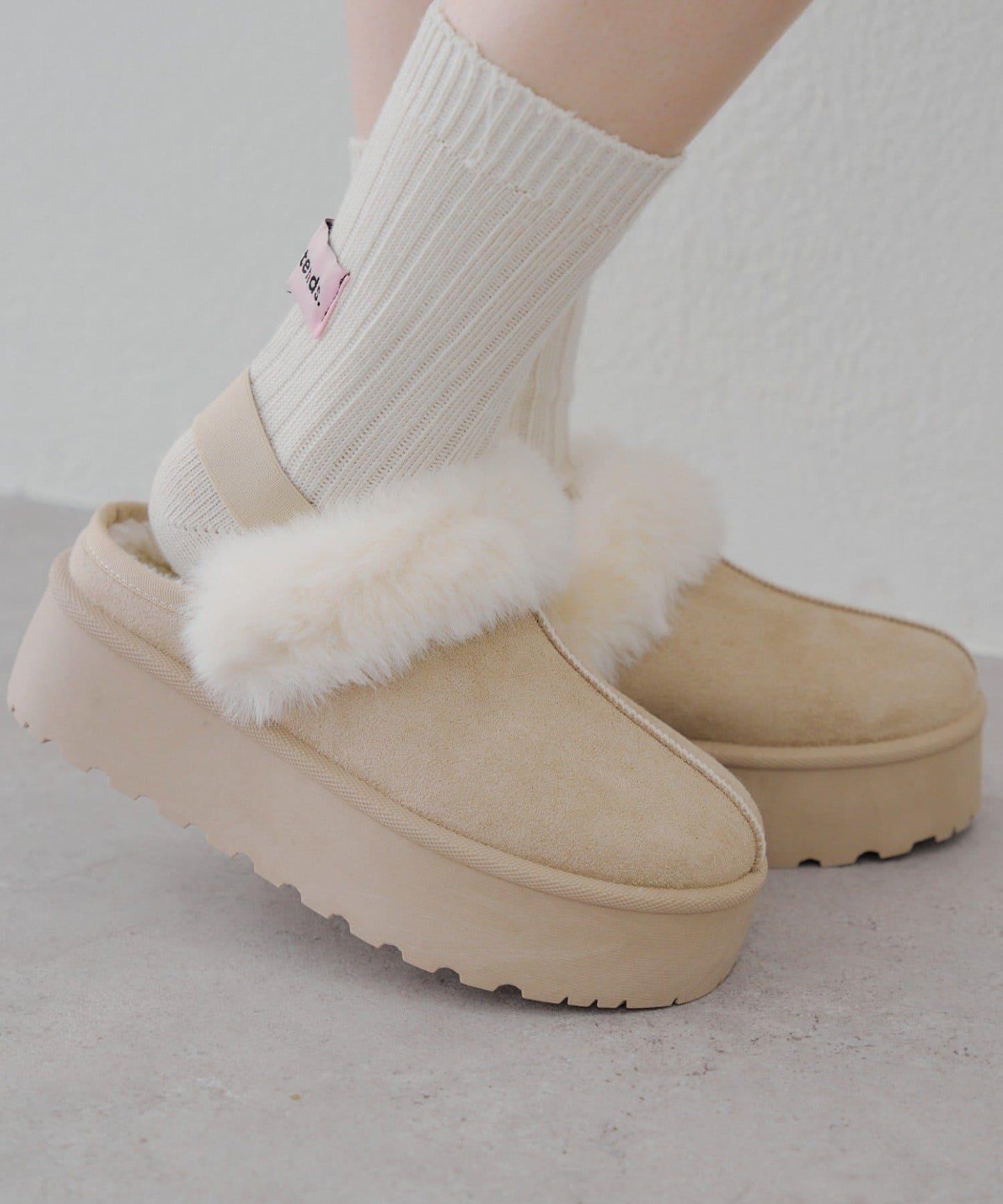 【RMAF】仿麂皮羊羔絨涼拖