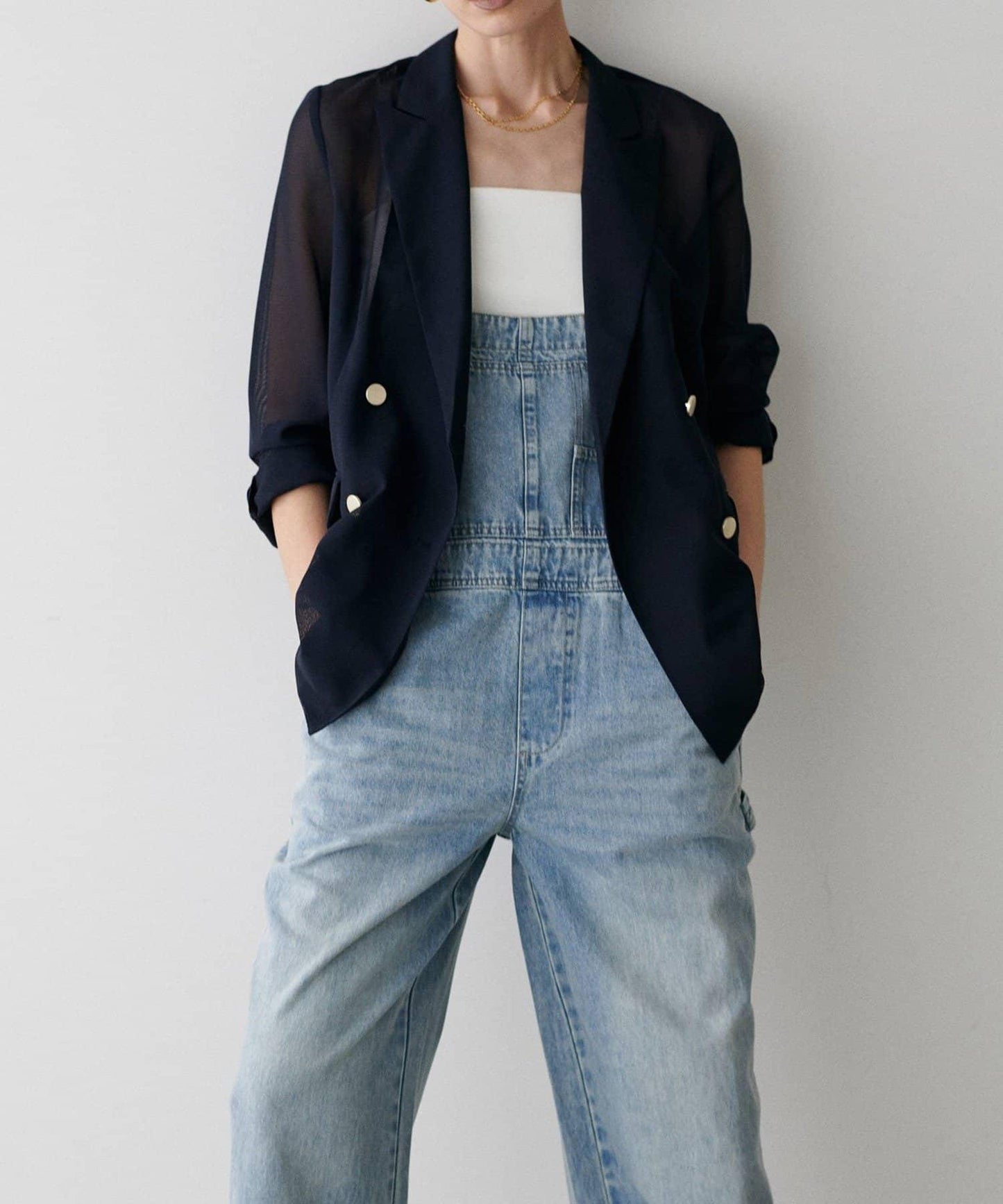 【 LARUTA】金屬紐扣網眼夾克