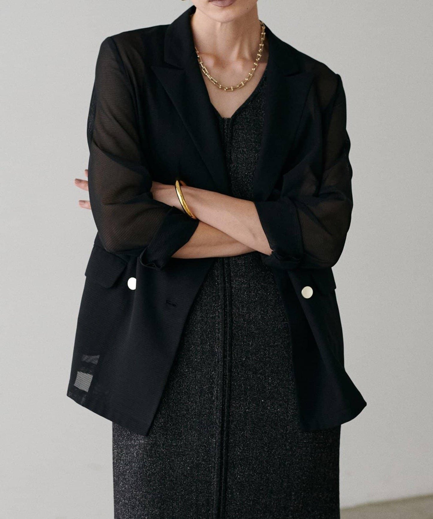 【 LARUTA】金屬紐扣網眼夾克