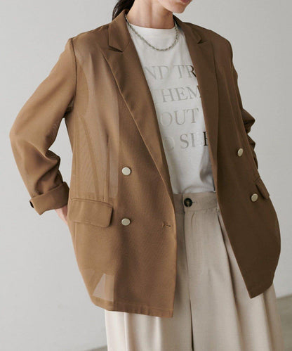 【 LARUTA】金屬紐扣網眼夾克