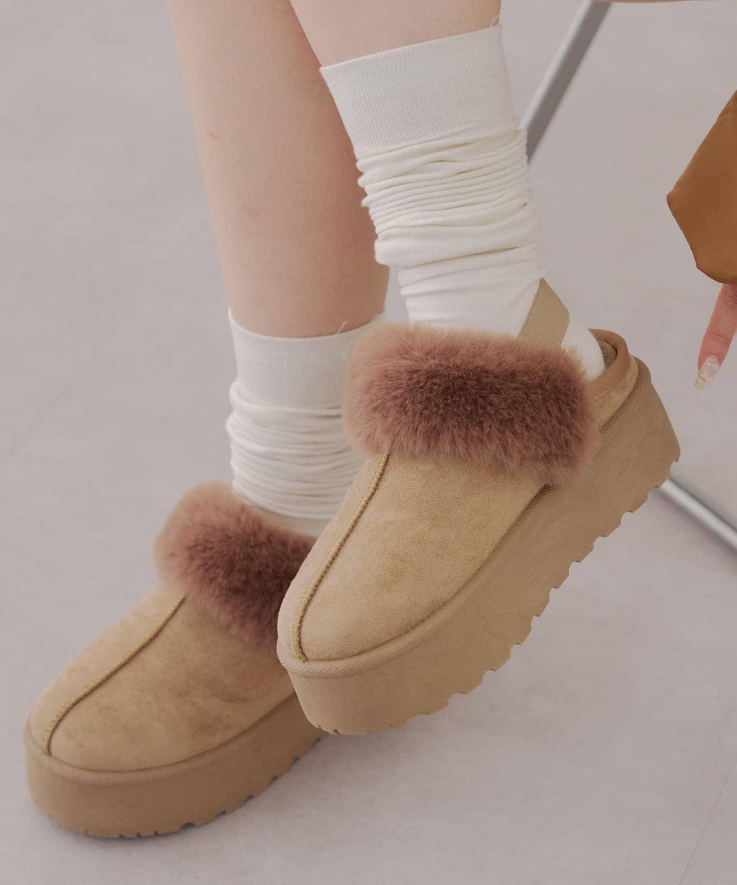 【RMAF】仿麂皮羊羔絨涼拖