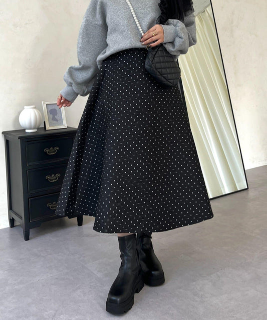 波點提花喇叭裙