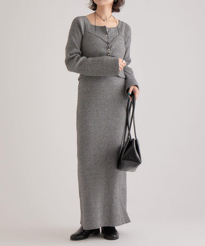 附針織背心連衣裙