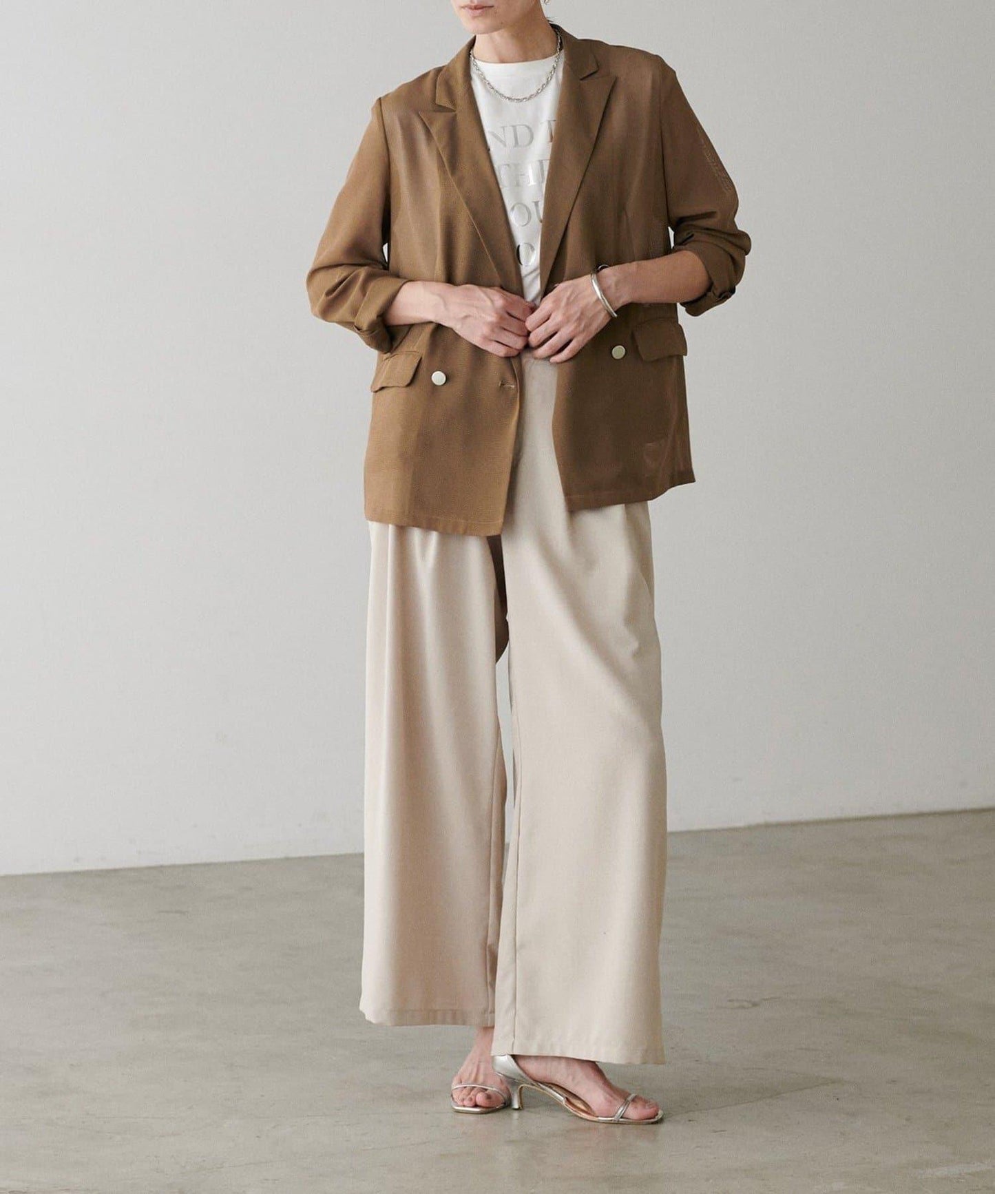 【 LARUTA】金屬紐扣網眼夾克