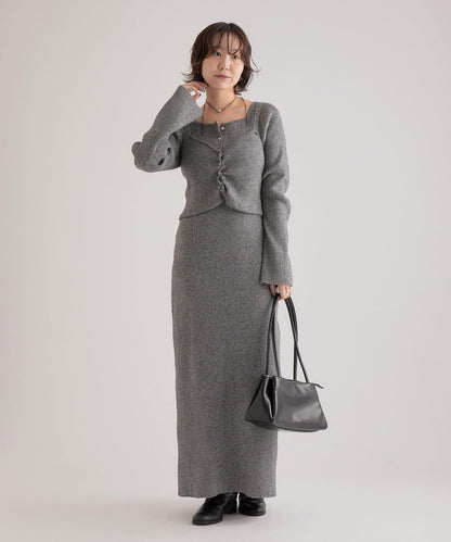 附針織背心連衣裙