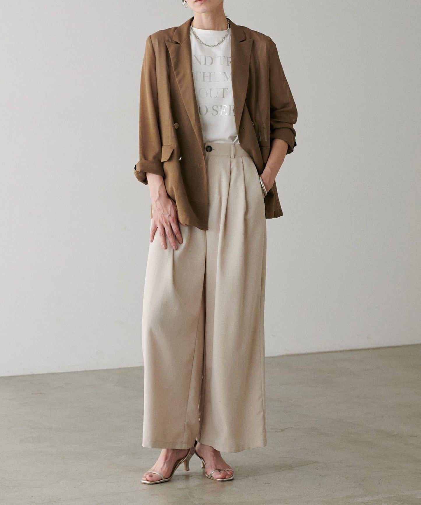 【 LARUTA】金屬紐扣網眼夾克