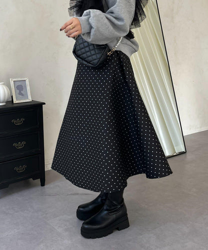 波點提花喇叭裙