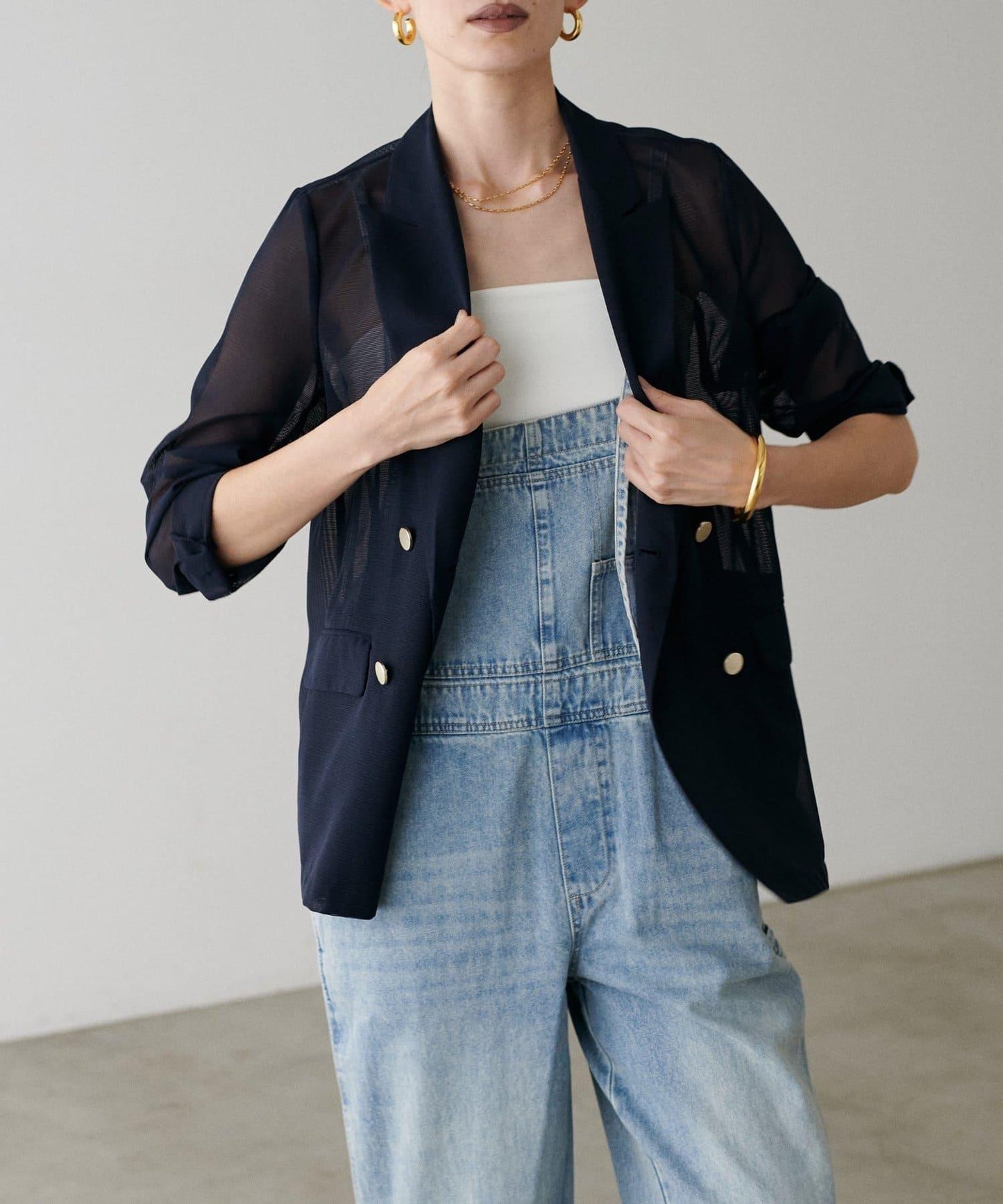 【 LARUTA】金屬紐扣網眼夾克