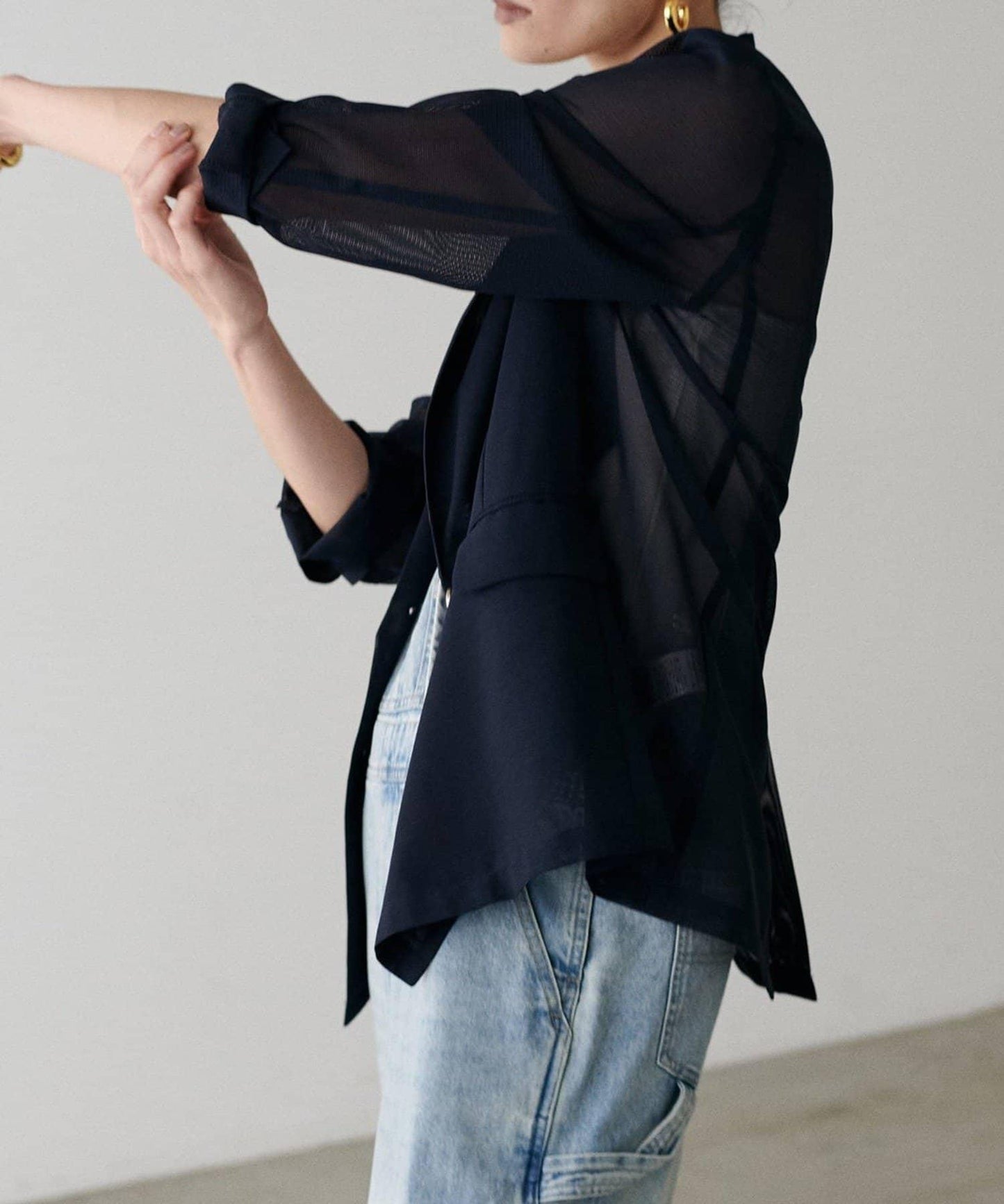 【 LARUTA】金屬紐扣網眼夾克