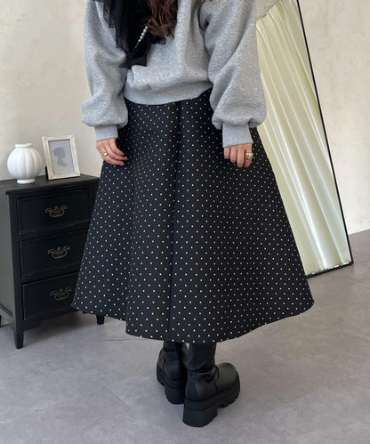 波點提花喇叭裙