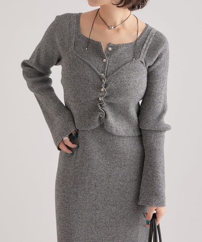 附針織背心連衣裙