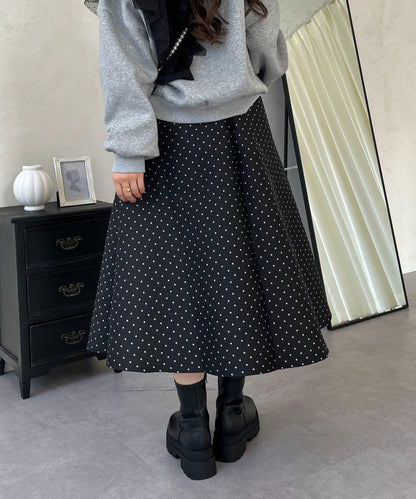 波點提花喇叭裙