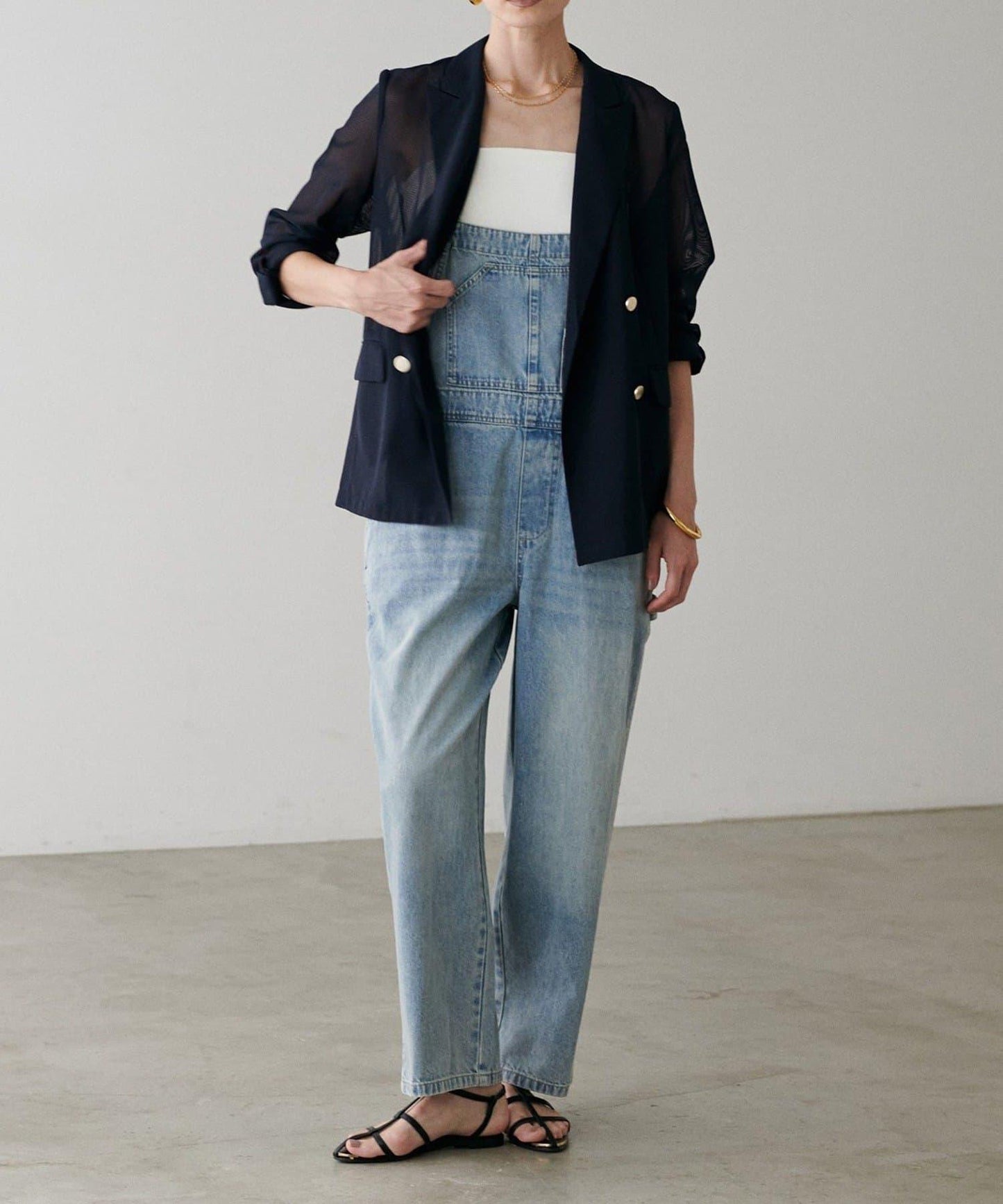 【 LARUTA】金屬紐扣網眼夾克