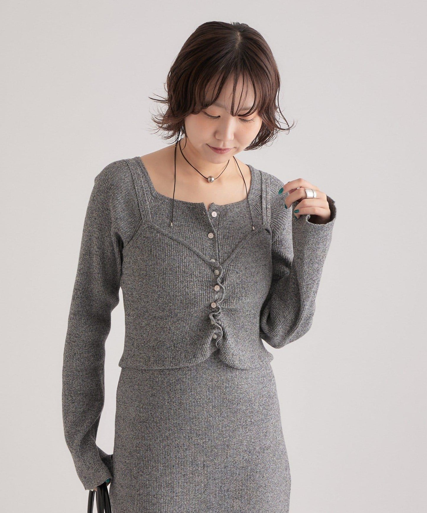 附針織背心連衣裙