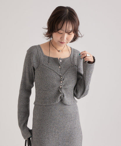 附針織背心連衣裙