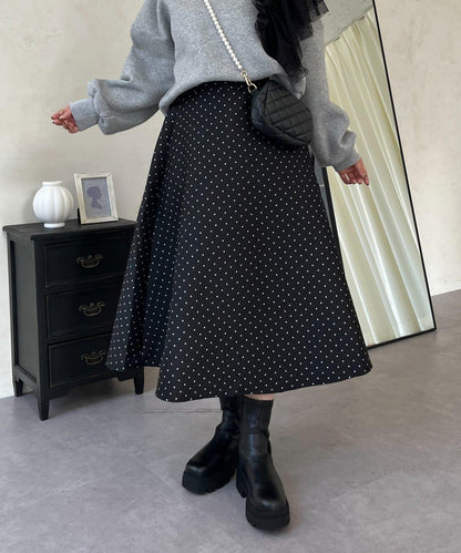 波點提花喇叭裙
