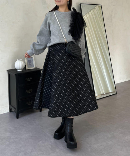 波點提花喇叭裙