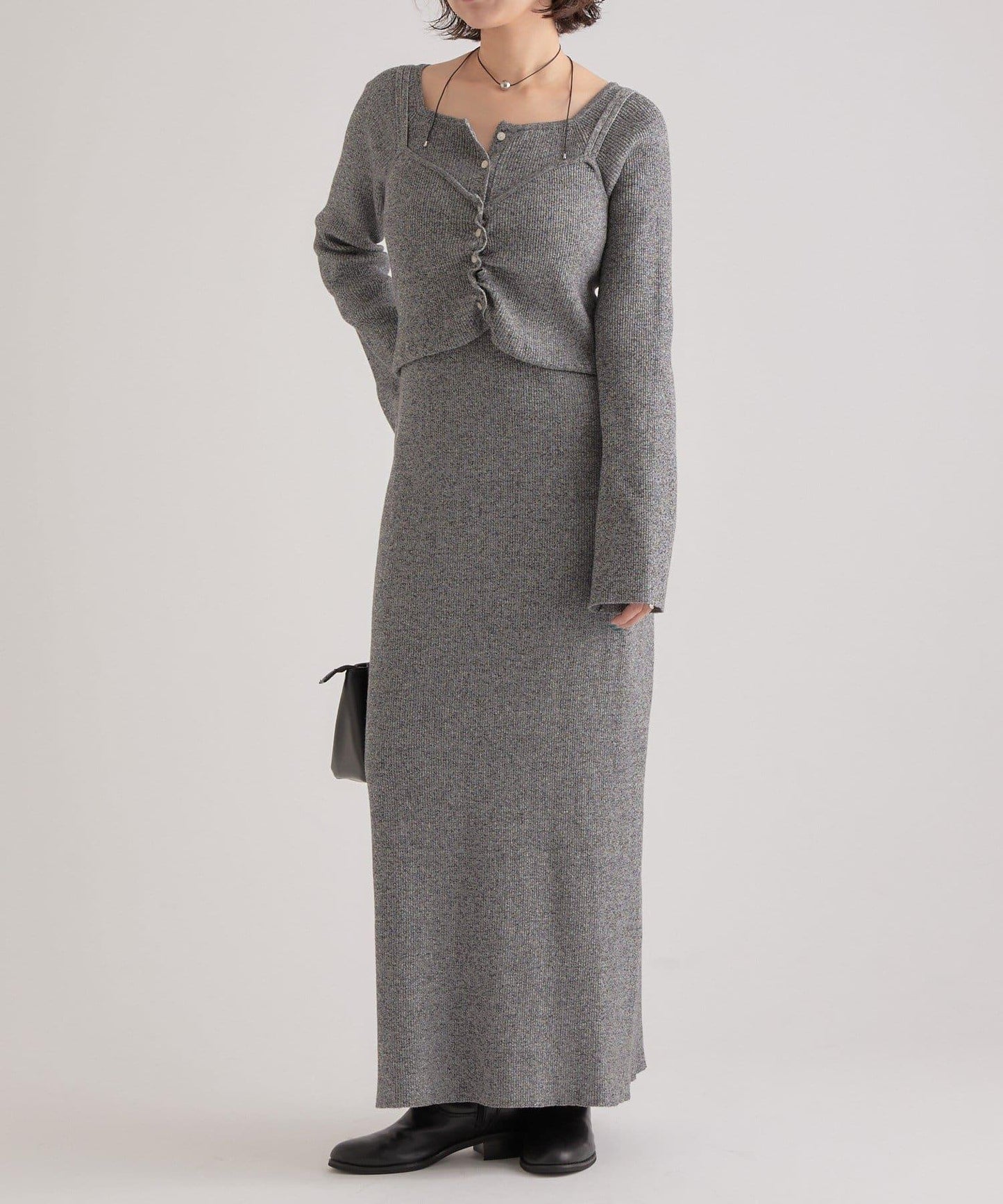 附針織背心連衣裙