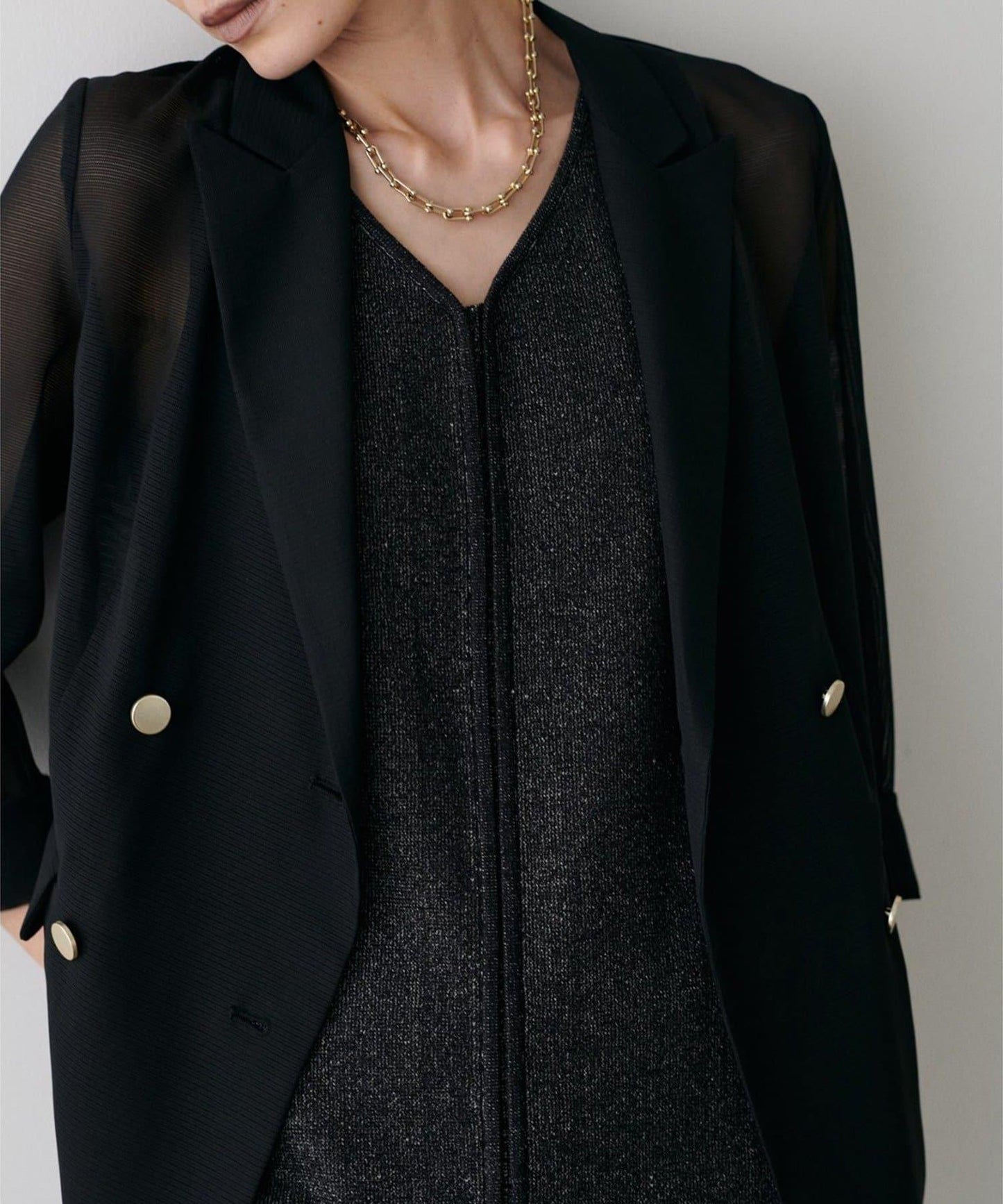 【 LARUTA】金屬紐扣網眼夾克