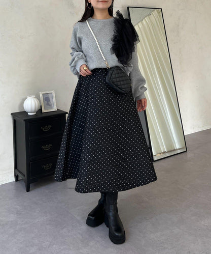 波點提花喇叭裙
