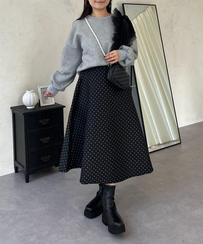 波點提花喇叭裙