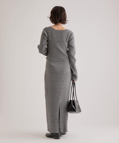 附針織背心連衣裙