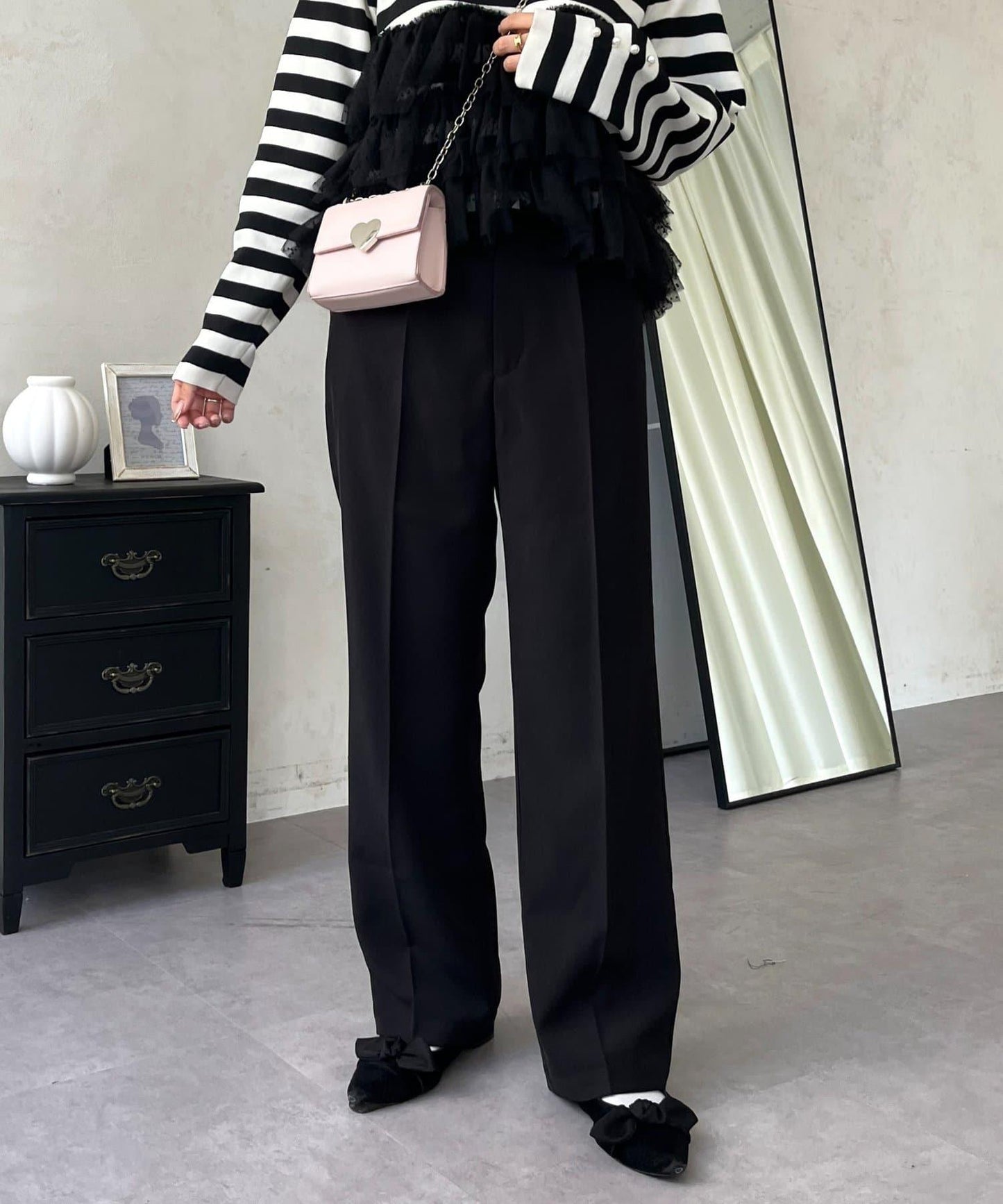 【煥新升級】修身褶皺長褲