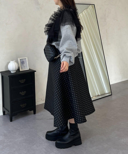 波點提花喇叭裙