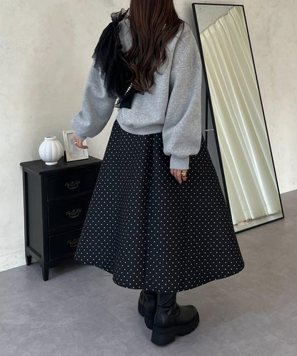波點提花喇叭裙