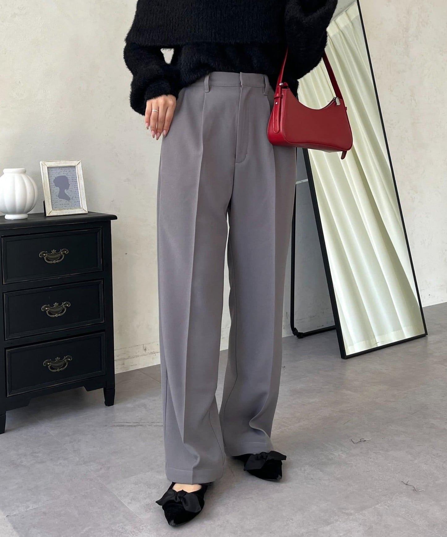 【煥新升級】修身褶皺長褲