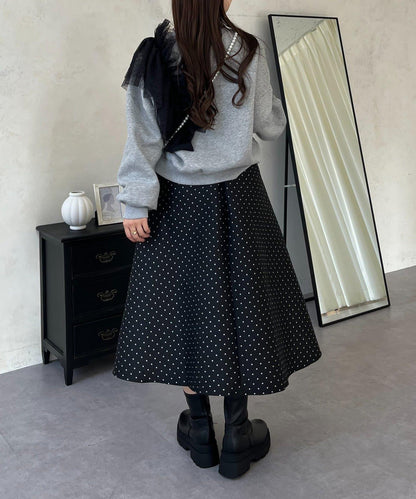 波點提花喇叭裙